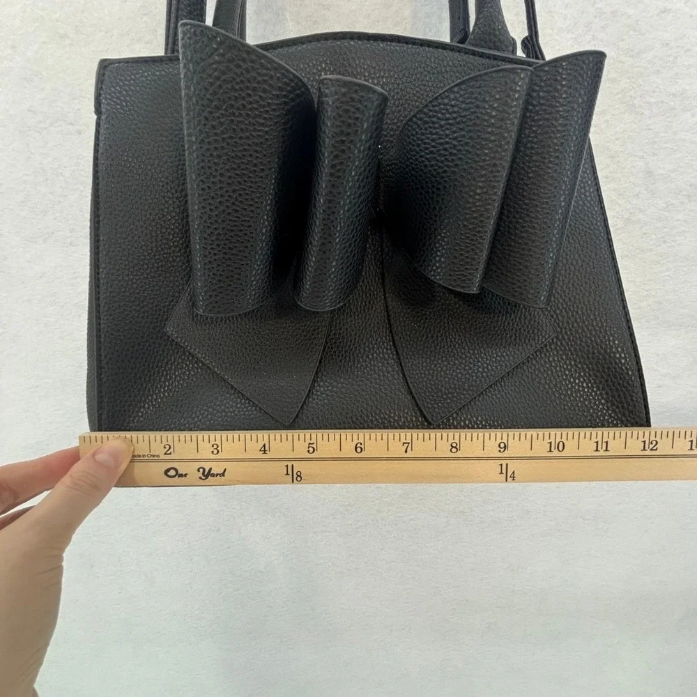 Crossci Black Satchel Bow Accent Shoulder Bag Purse Handbag Glam Feminine